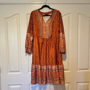 BloomChic Boho Print Pocket Midi Dress 14-16/1X